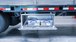 Stainless-Steel tool boxes underneath the loading platform